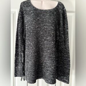 American Eagle black knit tunic sweater side ties large L
